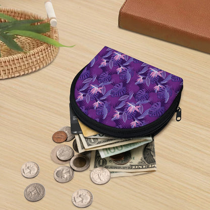 Dark Purple Hawaiian Tropical Print Coin Purse