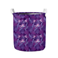 Dark Purple Hawaiian Tropical Print Collapsible Laundry Basket