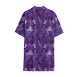 Dark Purple Hawaiian Tropical Print Cotton Hawaiian Shirt