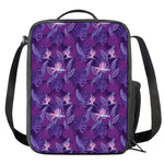 Dark Purple Hawaiian Tropical Print Crossbody Lunch Bag