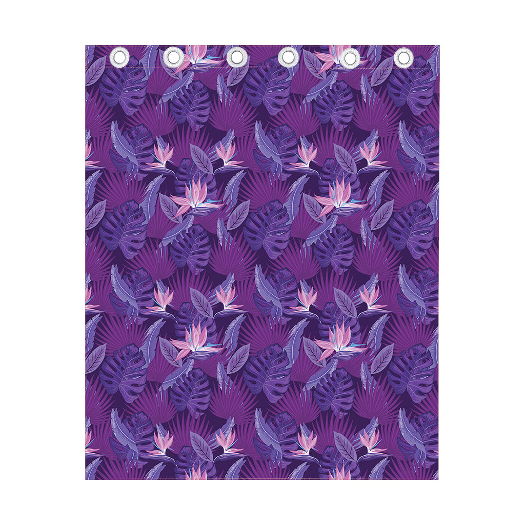Dark Purple Hawaiian Tropical Print Curtain