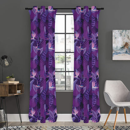 Dark Purple Hawaiian Tropical Print Curtain