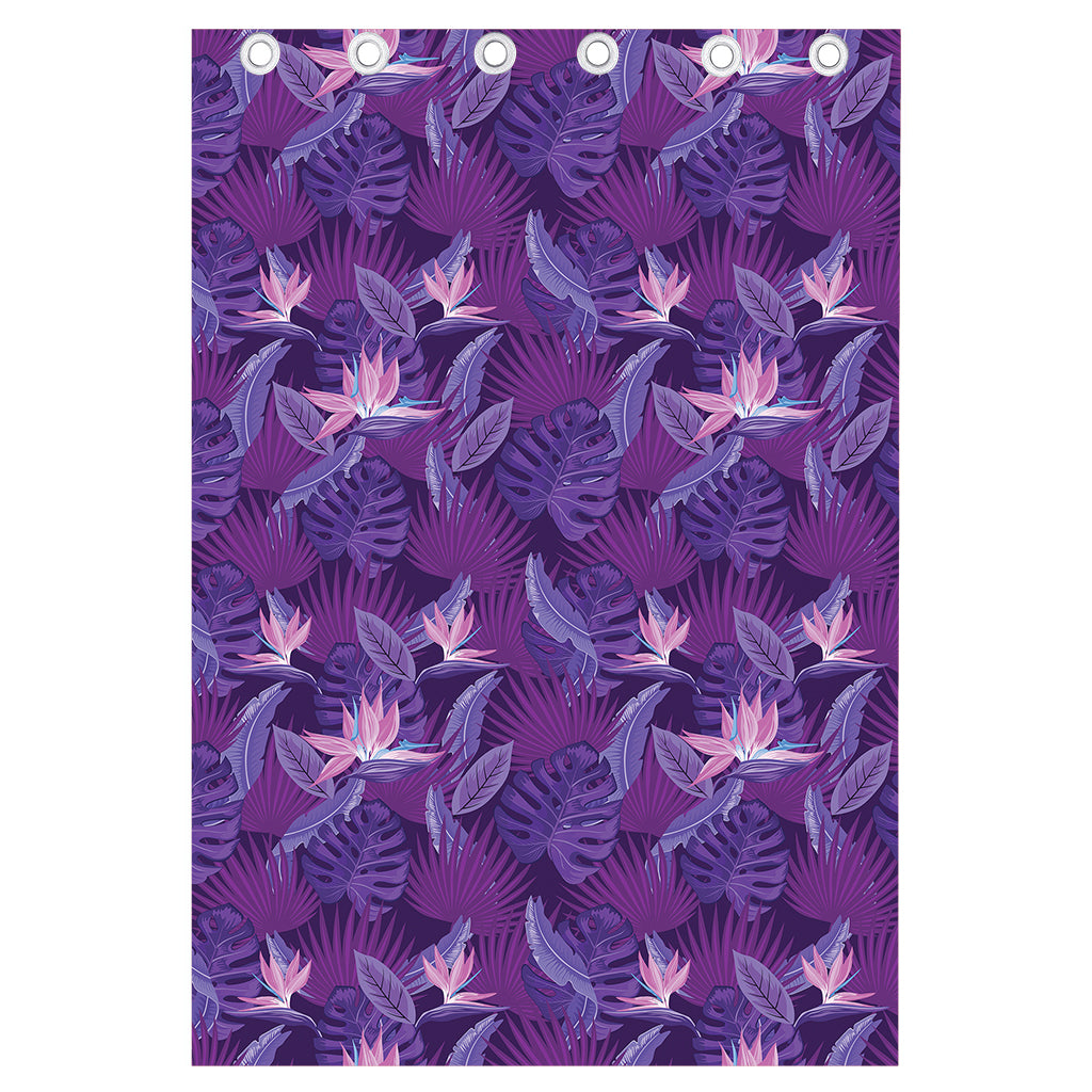 Dark Purple Hawaiian Tropical Print Curtain