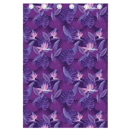Dark Purple Hawaiian Tropical Print Curtain