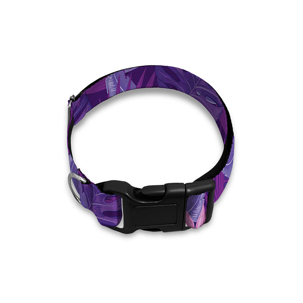 Dark Purple Hawaiian Tropical Print Dog Collar