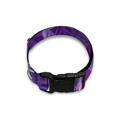 Dark Purple Hawaiian Tropical Print Dog Collar