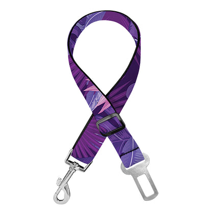 Dark Purple Hawaiian Tropical Print Dog Seat Belt