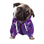 Dark Purple Hawaiian Tropical Print Dog Zip Up Hoodie