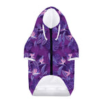 Dark Purple Hawaiian Tropical Print Dog Zip Up Hoodie