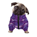 Dark Purple Hawaiian Tropical Print Dog Zip Up Jacket