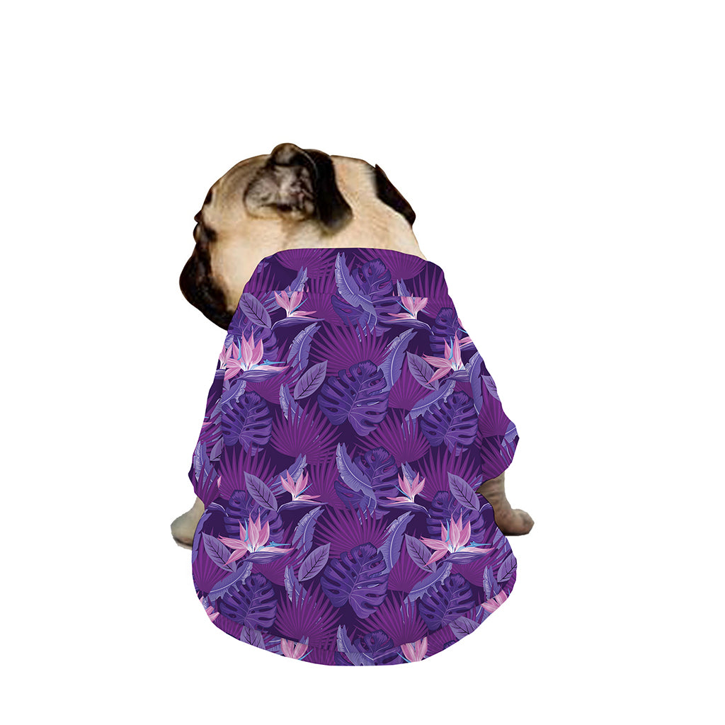 Dark Purple Hawaiian Tropical Print Dog Zip Up Jacket
