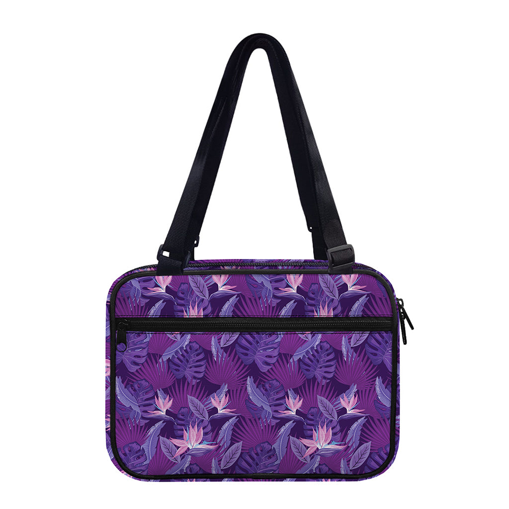 Dark Purple Hawaiian Tropical Print Double Strap Bible Bag