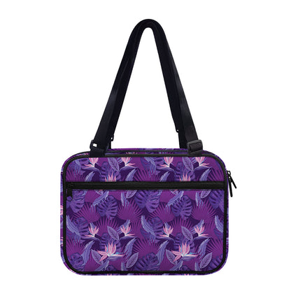 Dark Purple Hawaiian Tropical Print Double Strap Bible Bag