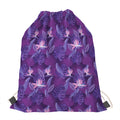 Dark Purple Hawaiian Tropical Print Drawstring Bag