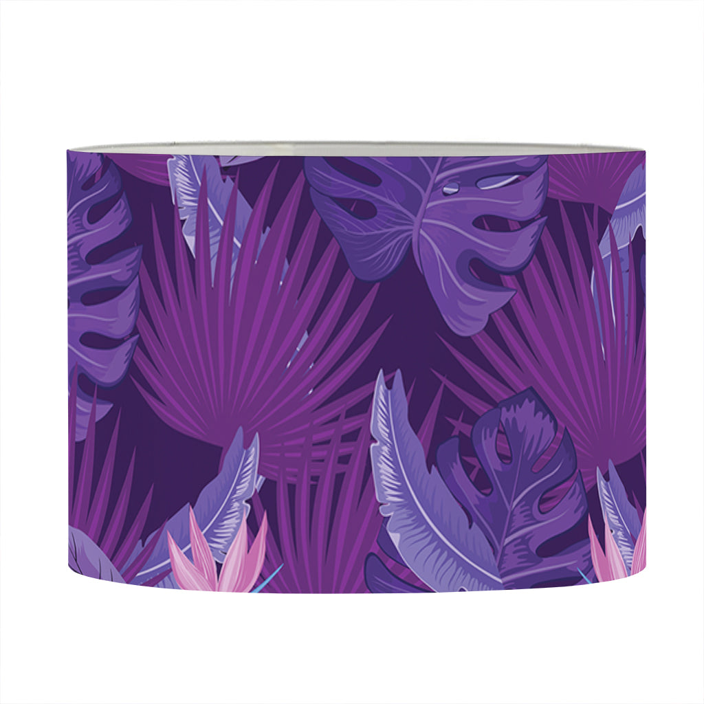 Dark Purple Hawaiian Tropical Print Drum Lamp Shade