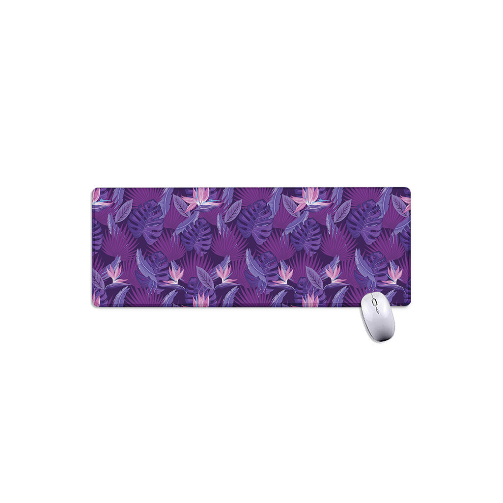 Dark Purple Hawaiian Tropical Print Extended Mouse Pad