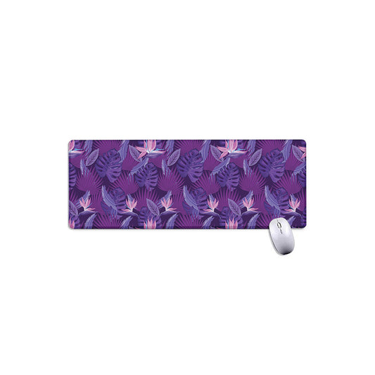 Dark Purple Hawaiian Tropical Print Extended Mouse Pad