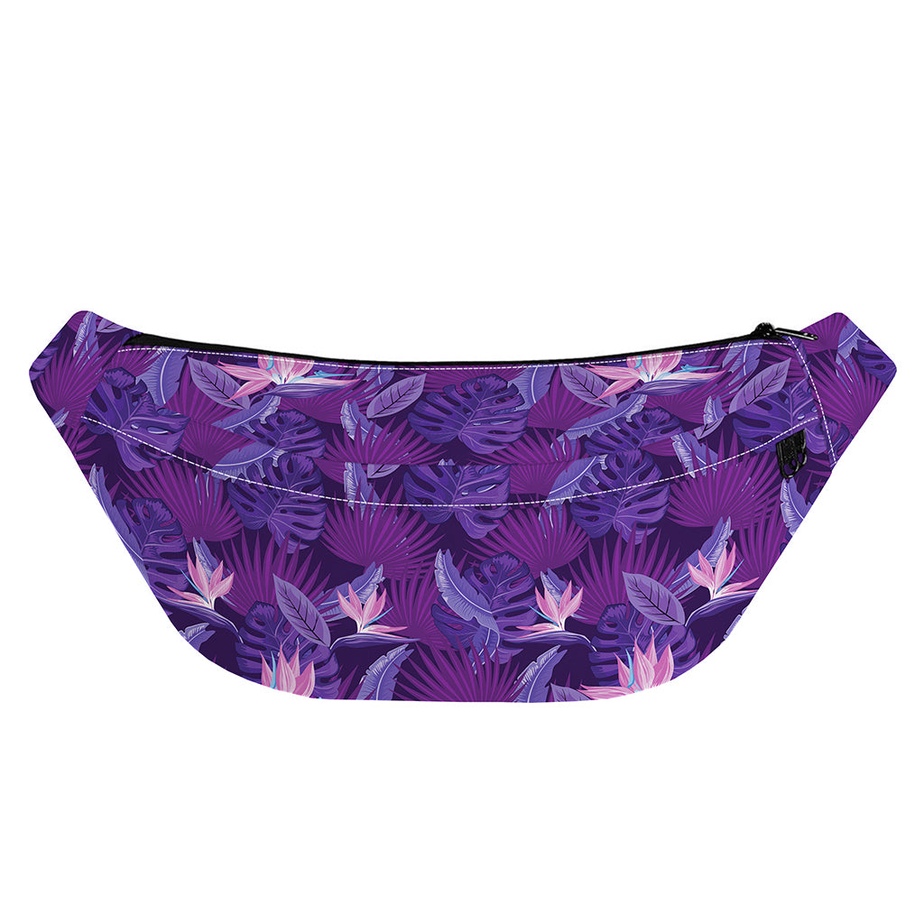 Dark Purple Hawaiian Tropical Print Fanny Pack