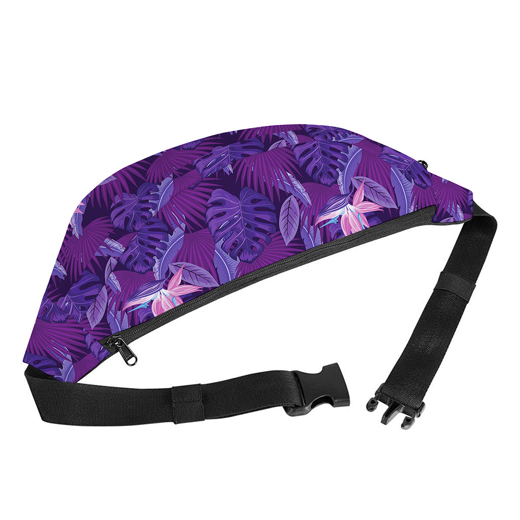 Dark Purple Hawaiian Tropical Print Fanny Pack