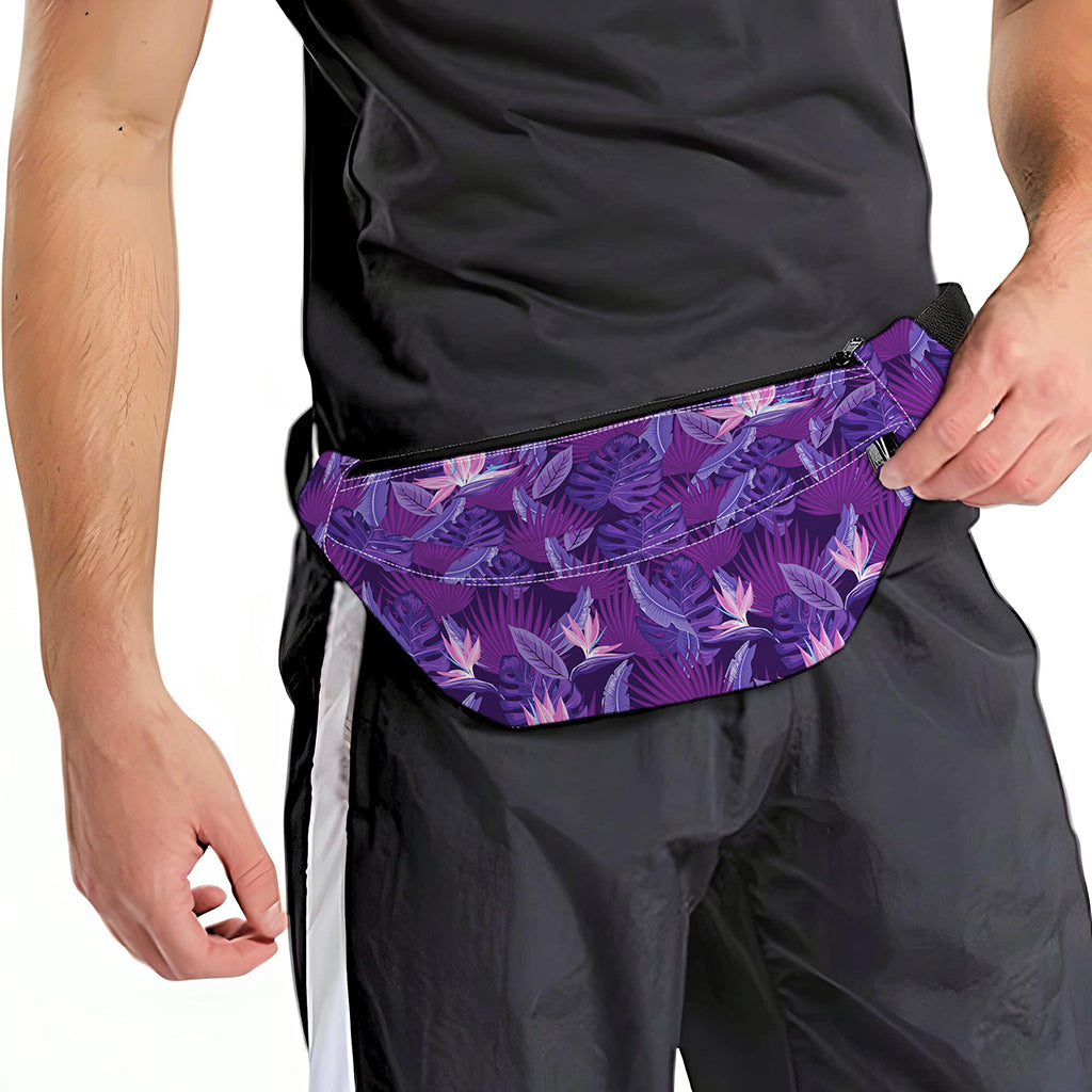Dark Purple Hawaiian Tropical Print Fanny Pack