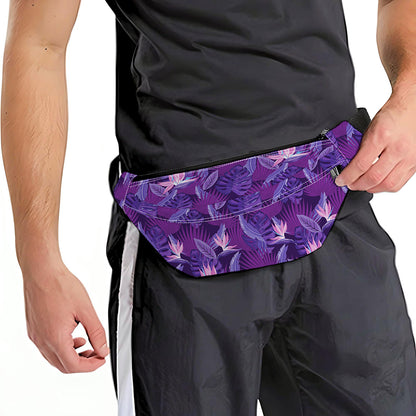 Dark Purple Hawaiian Tropical Print Fanny Pack