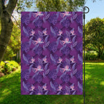 Dark Purple Hawaiian Tropical Print Garden Flag