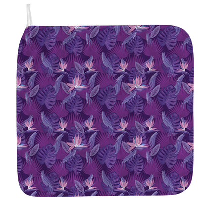 Dark Purple Hawaiian Tropical Print Hand Towel