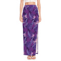 Dark Purple Hawaiian Tropical Print High Slit Maxi Skirt