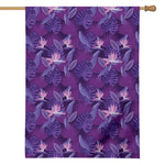 Dark Purple Hawaiian Tropical Print House Flag