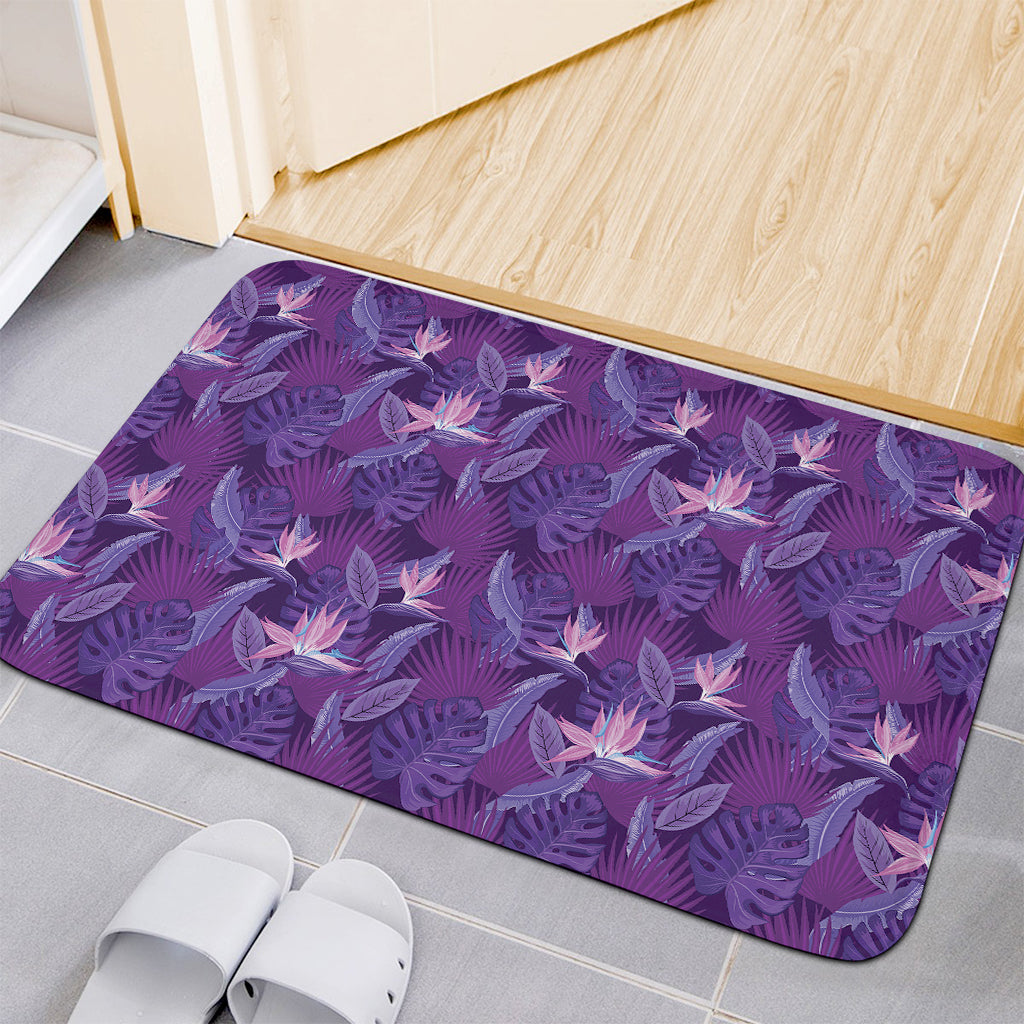 Dark Purple Hawaiian Tropical Print Indoor Door Mat
