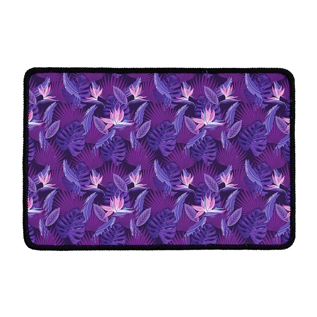 Dark Purple Hawaiian Tropical Print Kitchen Mat