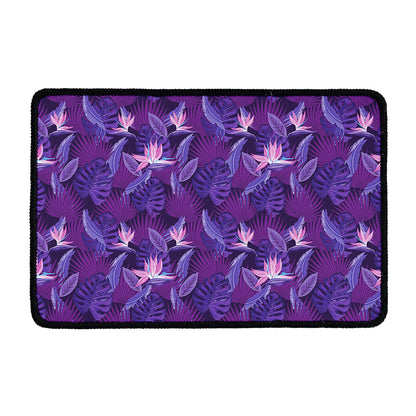 Dark Purple Hawaiian Tropical Print Kitchen Mat
