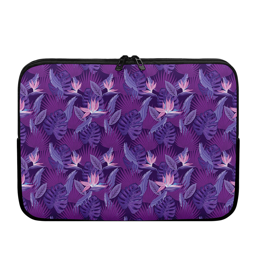 Dark Purple Hawaiian Tropical Print Laptop Sleeve