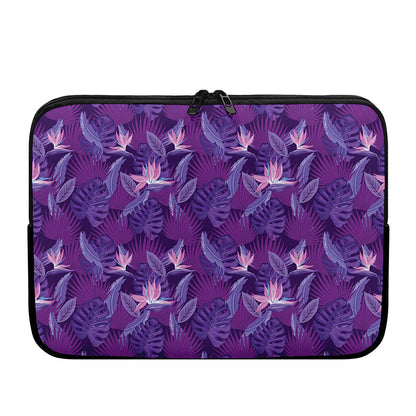 Dark Purple Hawaiian Tropical Print Laptop Sleeve