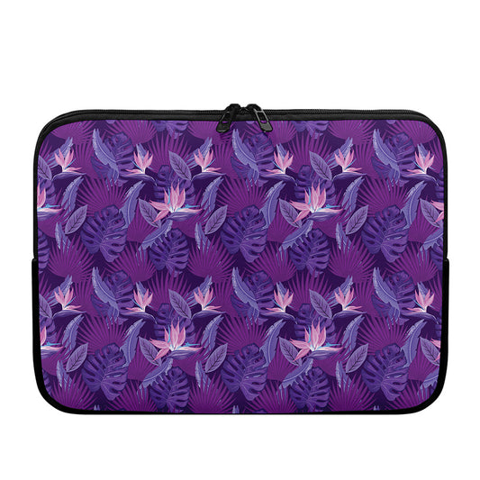 Dark Purple Hawaiian Tropical Print Laptop Sleeve