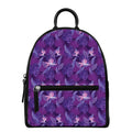Dark Purple Hawaiian Tropical Print Leather Backpack