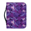 Dark Purple Hawaiian Tropical Print Leather Bible Cover