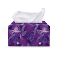 Dark Purple Hawaiian Tropical Print Leather Tissue Box Cover