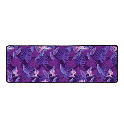 Dark Purple Hawaiian Tropical Print Long Kitchen Mat