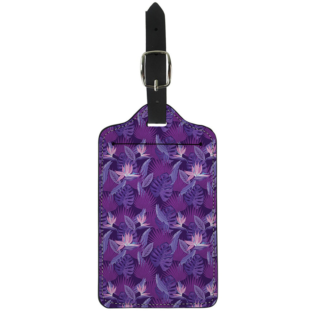 Dark Purple Hawaiian Tropical Print Luggage Tag