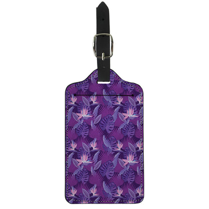 Dark Purple Hawaiian Tropical Print Luggage Tag
