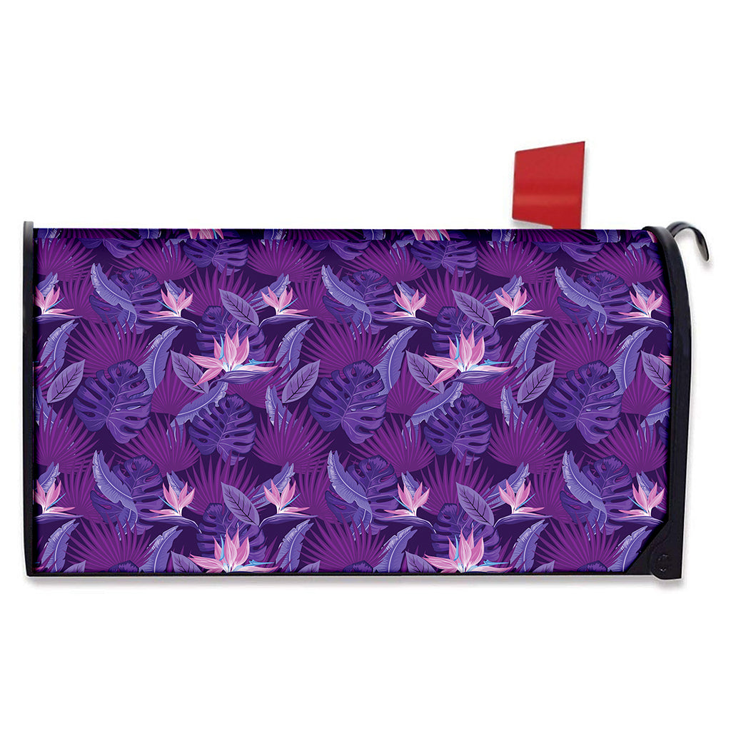 Dark Purple Hawaiian Tropical Print Mailbox Cover