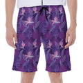 Dark Purple Hawaiian Tropical Print Men's Beach Shorts