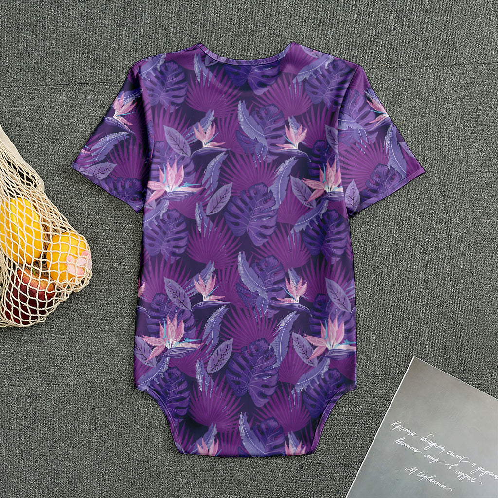 Dark Purple Hawaiian Tropical Print Men's Bodysuit