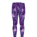 Dark Purple Hawaiian Tropical Print Men's Leggings