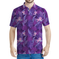 Dark Purple Hawaiian Tropical Print Men's Polo Shirt