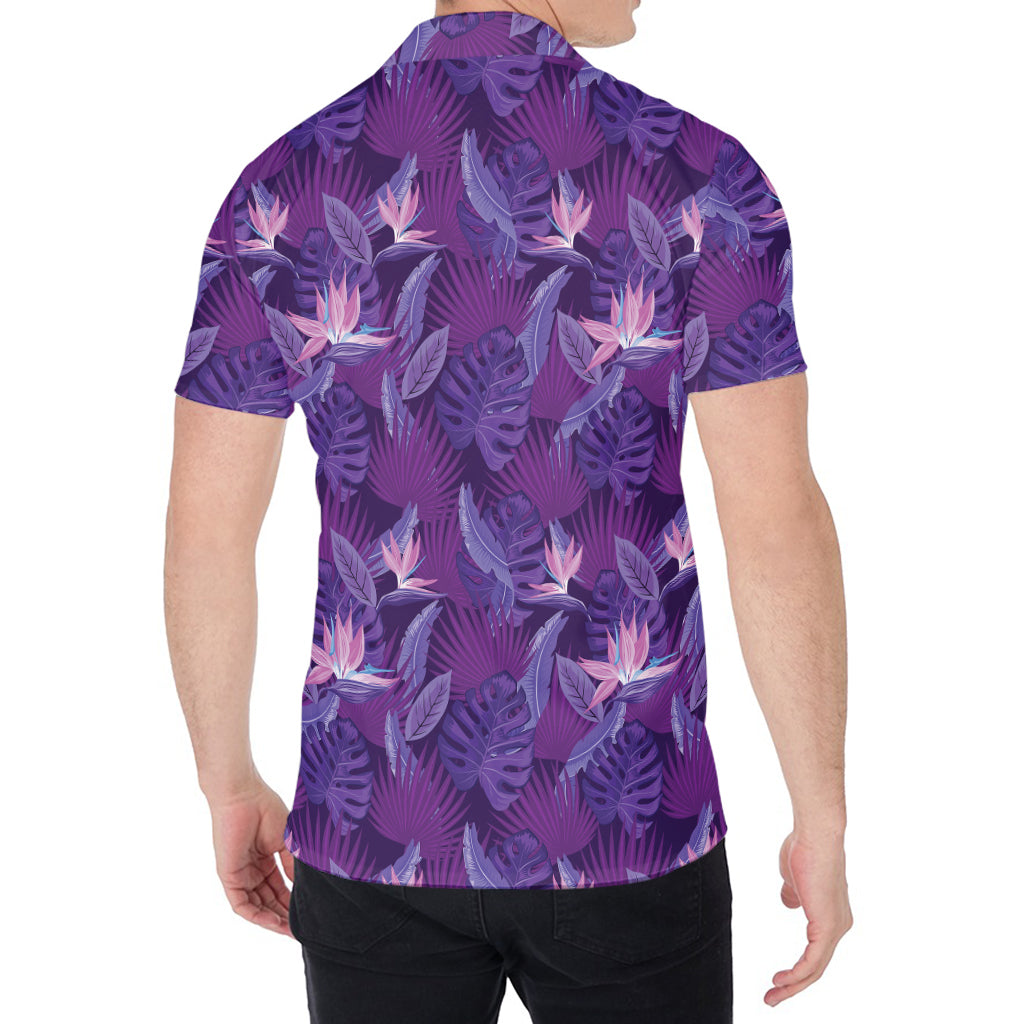 Dark Purple Hawaiian Tropical Print Men's Shirt