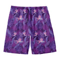 Dark Purple Hawaiian Tropical Print Men's Swim Trunks