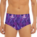 Dark Purple Hawaiian Tropical Print Men's Triangle Swim Briefs
