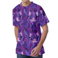 Dark Purple Hawaiian Tropical Print Men's Velvet T-Shirt